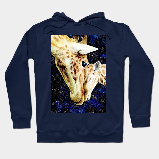 Night sky giraffes Hoodie by MandalaSoul